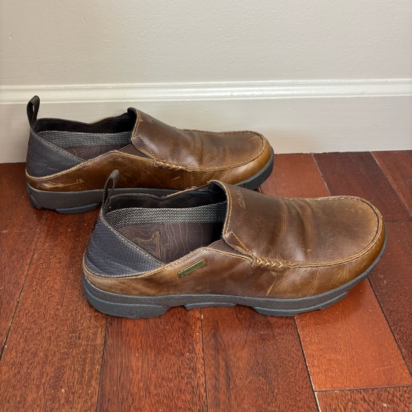 OluKai sz 12 Na’i WP Leather Slip On Waterproof Drop Heel Loafers Brown - Picture 4 of 8
